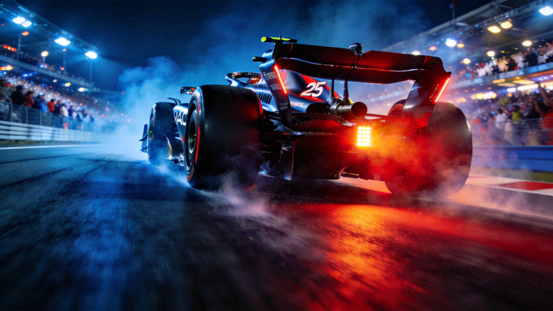 2025赛季F1赛车在赛道上极速狂飙的震撼画面